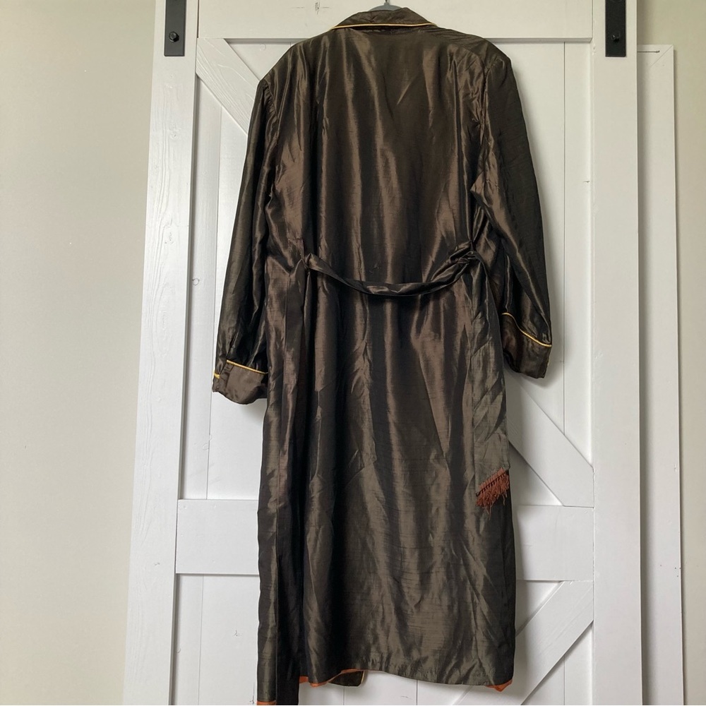 Vintage 1940s men’s dressing smoking gown robe rayon atomic belt old Hollywood - Picture 4 of 16